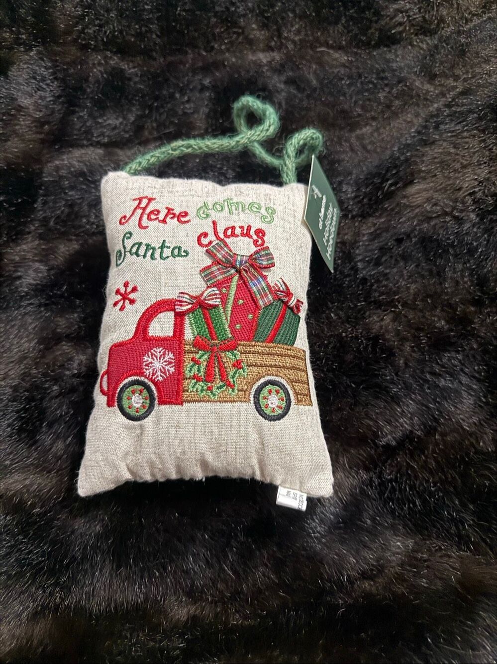 New At Home Christmas Here Comes Santa Pillow Door Hanger